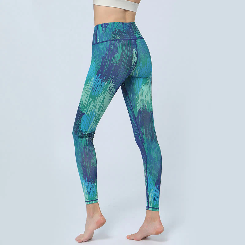 Buddha Stones Leaves Print Sports Fitness Yoga High Waist Leggings Women's Yoga Pants