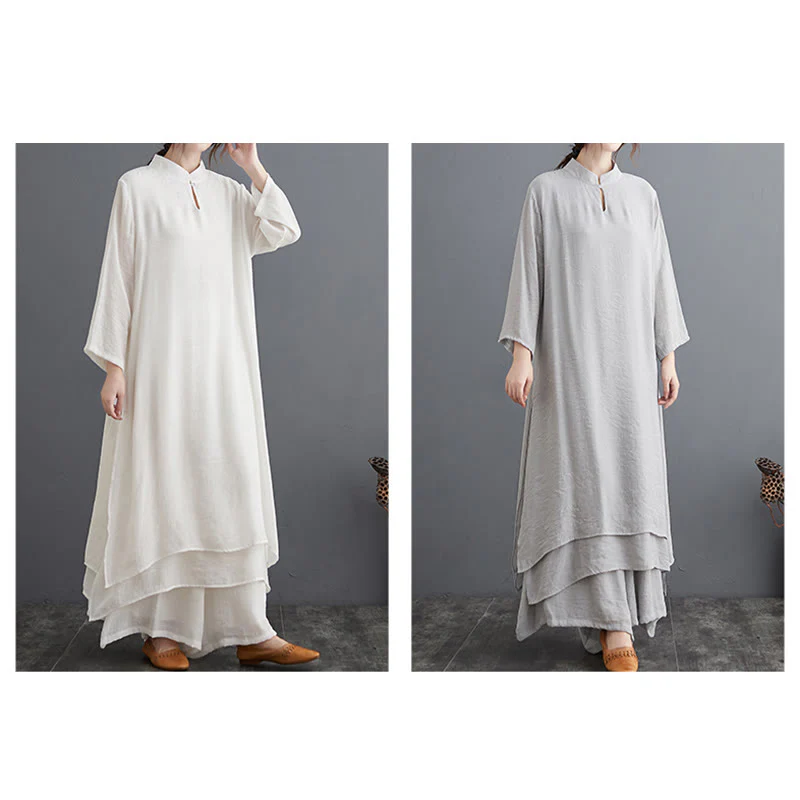 Buddha Stones Simple Pattern Meditation Prayer Spiritual Zen Practice Yoga Clothing Women's Set