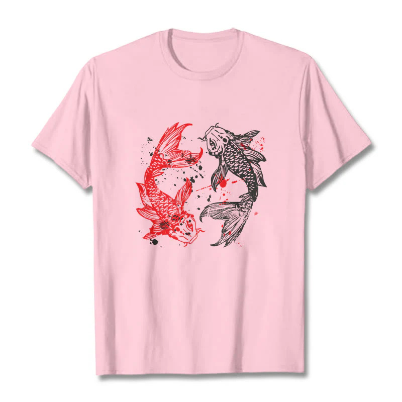 Buddha Stones Red Black Koi Fish Tee T-shirt