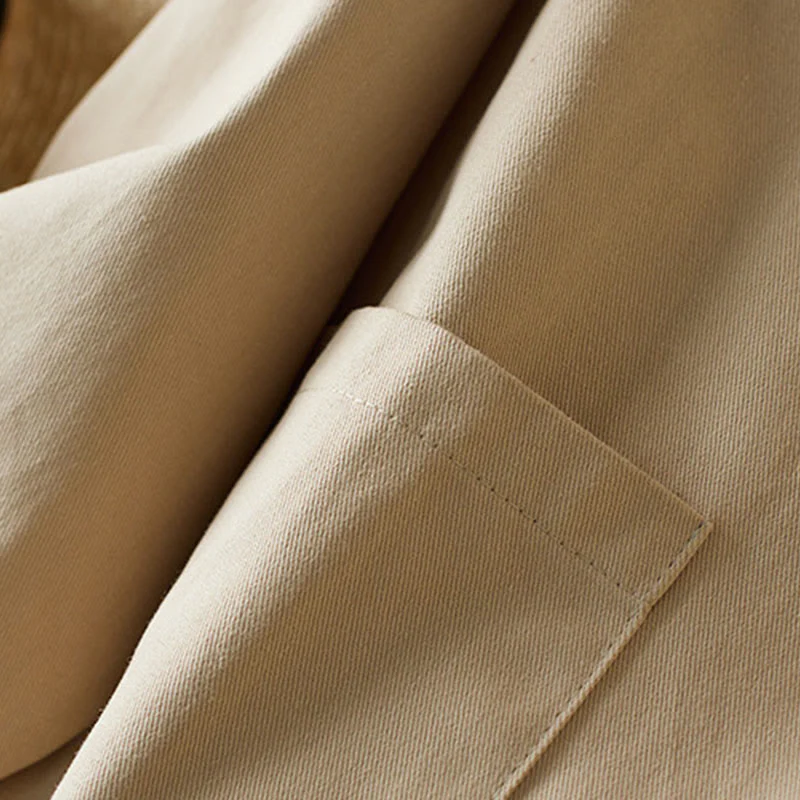 Buddha Stones Plain Button Women's Cotton Suit Jacket With Pockets