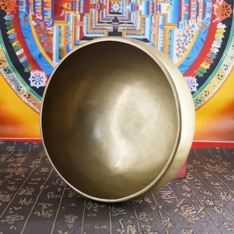 Buddha Stones Handmade Nepal Golden Singing Bowl Simple Design for Healing and Meditation Sound Bowl Set