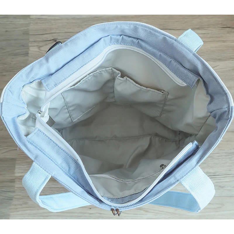 Buddha Stones Pear Flower Plum Peach Blossom Bamboo Embroidery Canvas Large Capacity Shoulder Bag Tote Bag