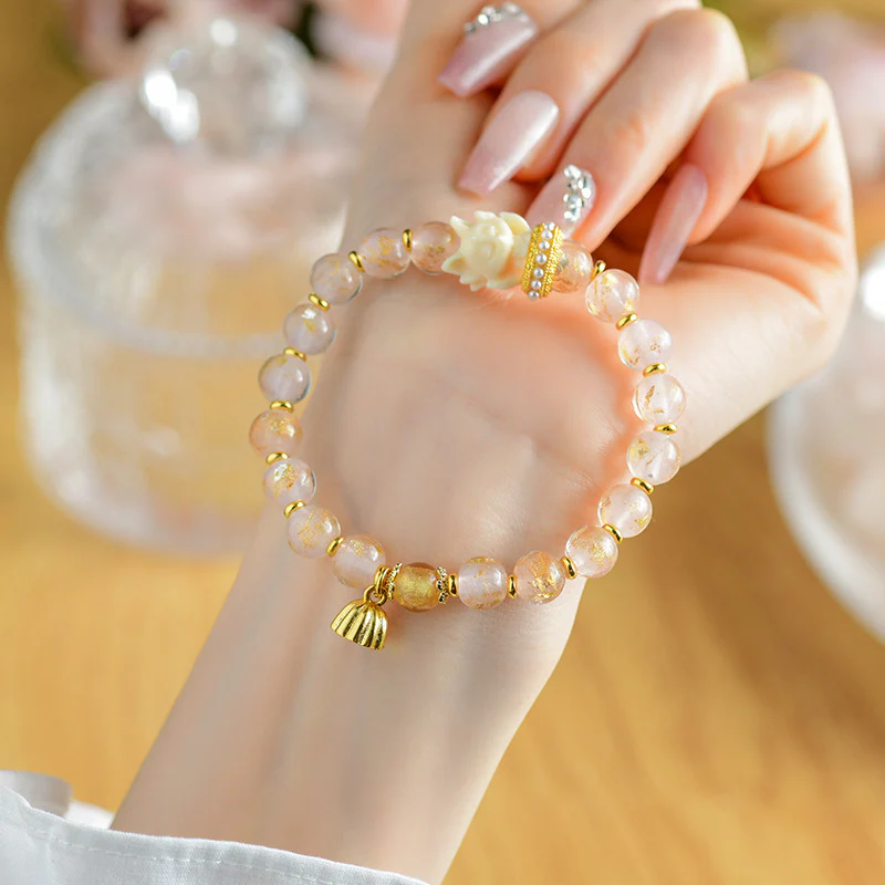 Buddha Stones Tibetan Incense Ash Liuli Glass Bead Lucky Nine Tailed Fox Lotus Charm Bracelet