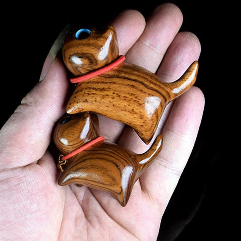 Buddha Stones Rosewood Carving Cat Warmth Home Decoration