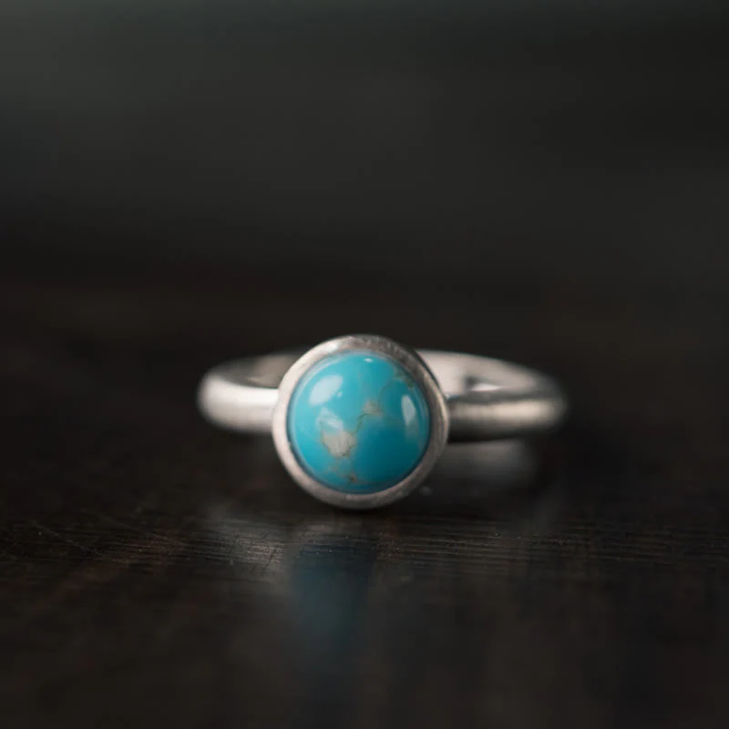 Buddha Stones Natural 925 Sterling Silver Lazurite Turquoise Adjustable Balance Ring