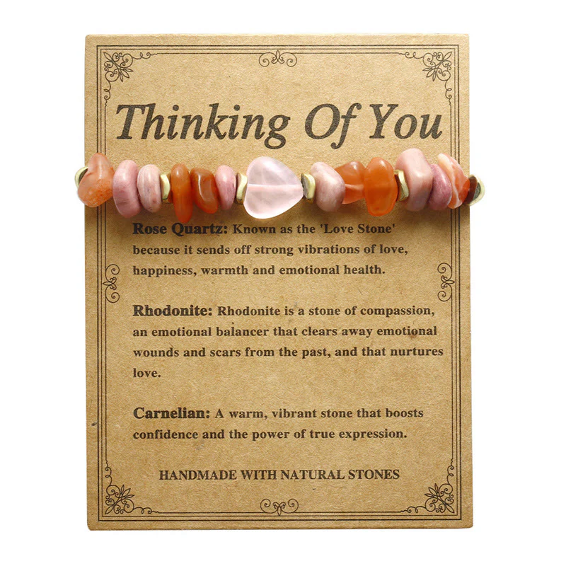 Buddha Stones Thinking Of You Rose Quartz Rhodonite Carnelian Relationships Bracelet