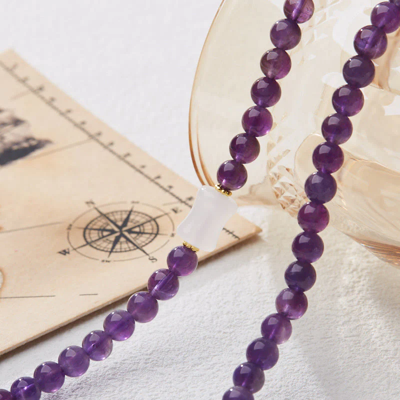 Buddha Stones Natural Amethyst Beads Coin Hanging Gourd Chalcedony Lotus Balance Multi-layer Bracelet