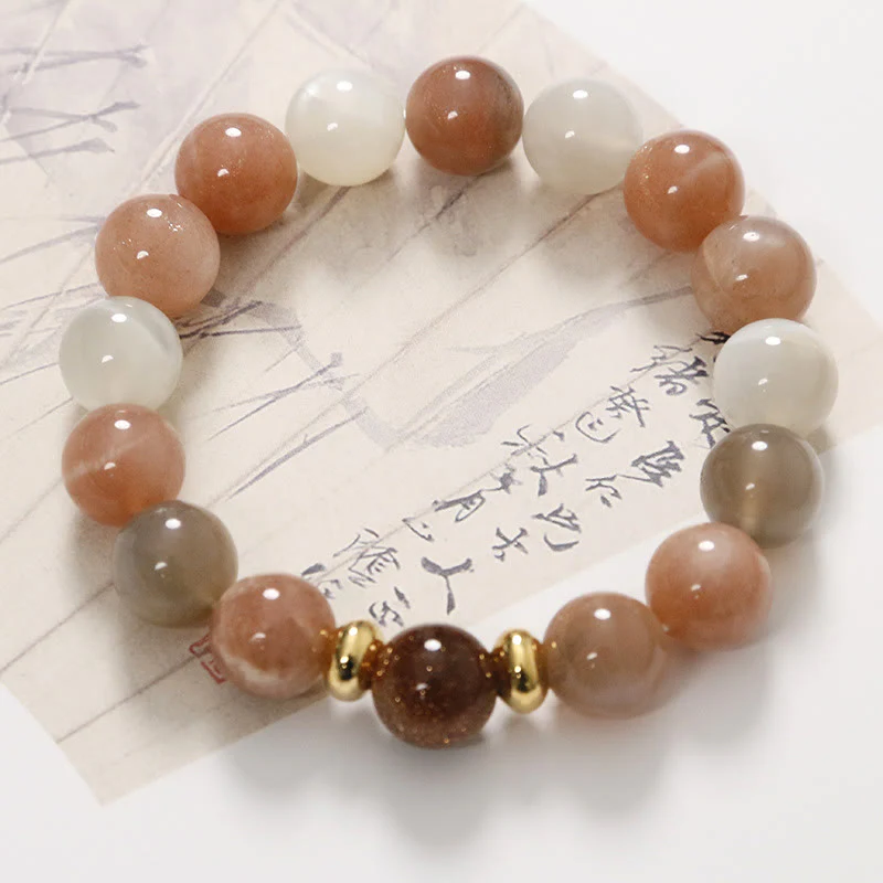 Buddha Stones Natural Sun Stone Gold Sandstone Wealth Positive Bracelet