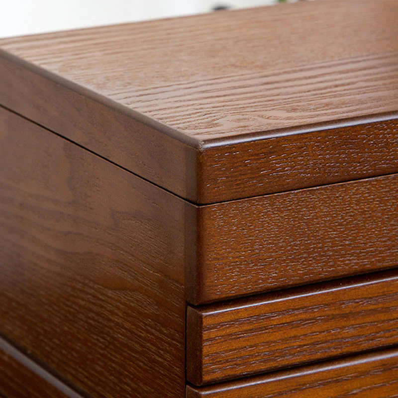 Buddha Stones Retro Wooden Jewelry Box Three-Layer Jewelry Storage Box