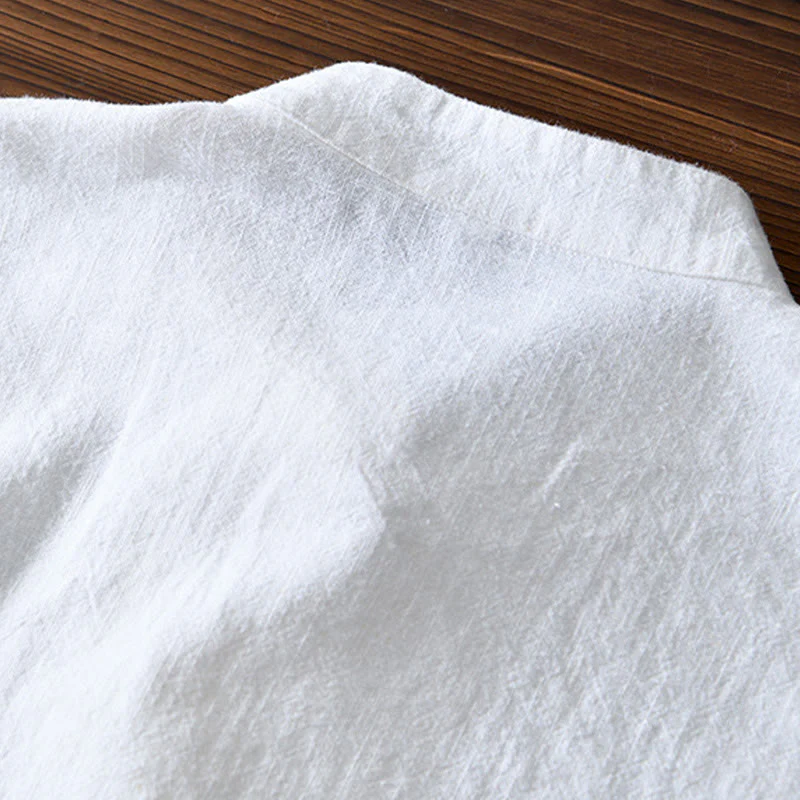 Buddha Stones Frog-Button Chinese Tang Suit Cotton Linen Men Jacket Shirt With Pockets