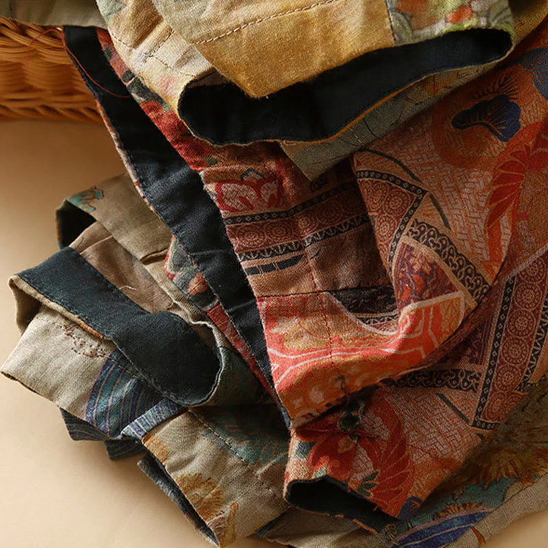 Buddha Stones Retro Casual Chinese Frog-Button Design Women's Harem Pants With Pockets