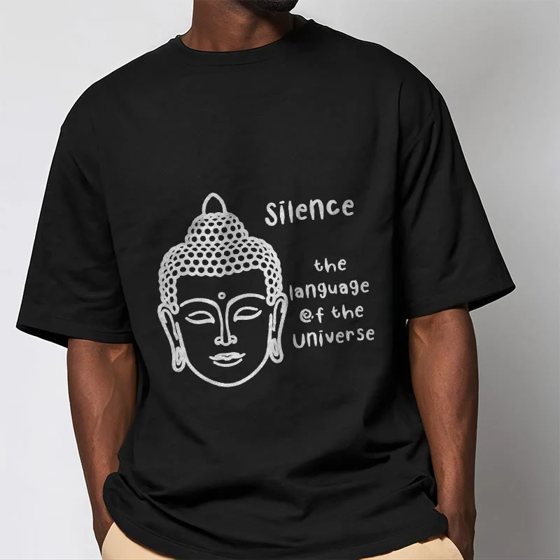 Buddha Stones Casual Meditating Buddha Head Pattern Cotton Tee T-shirt