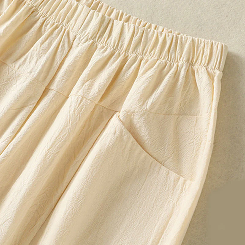 Buddha Stones 2pcs Plain Women's Short Sleeve Shirt Harem Pants Meditation Clothing Set