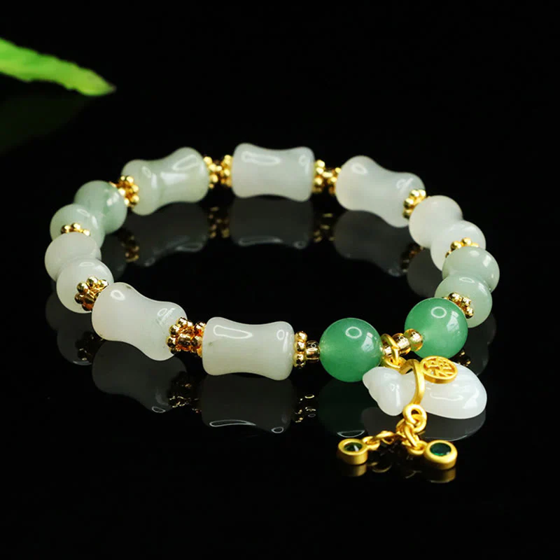 Buddha Stones Natural Tianshan Jade Fu Character Money Bag Pattern Prosperity Bracelet