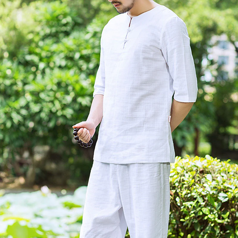 Buddha Stones Meditation Prayer Spiritual Zen Practice Uniform Clothing Men's Set