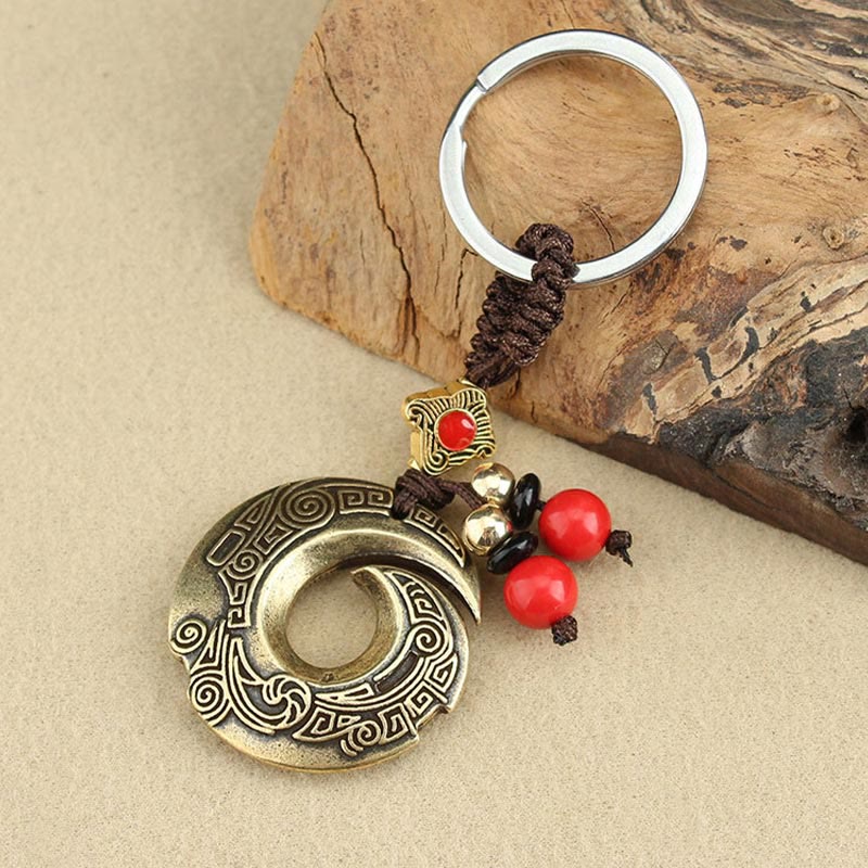 Buddha Stones Good Luck Fortune Copper Wealth Key Chain