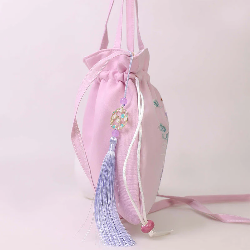 Buddha Stones Suzhou Embroidery Lotus Deer Epiphyllum Peony Rabbit Cotton Linen Tote Crossbody Bag Shoulder Bag Handbag