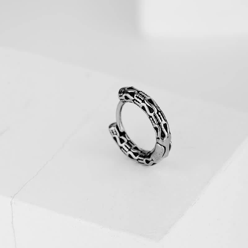 Buddha Stones Retro Pattern Titanium Steel Balance Earrings