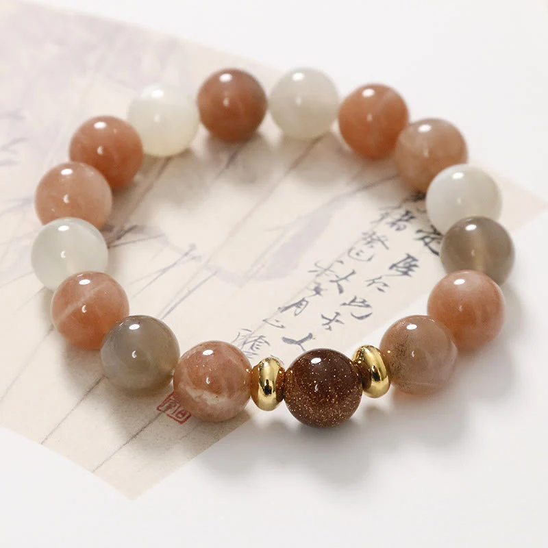 Buddha Stones Natural Sun Stone Gold Sandstone Wealth Positive Bracelet