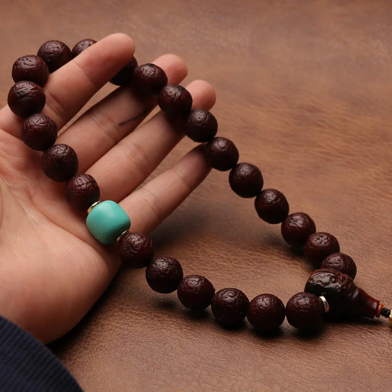Buddha Stones Tibetan Bodhi Seed Agate Bead Luck Wealth Tassel Charm Wrist Mala