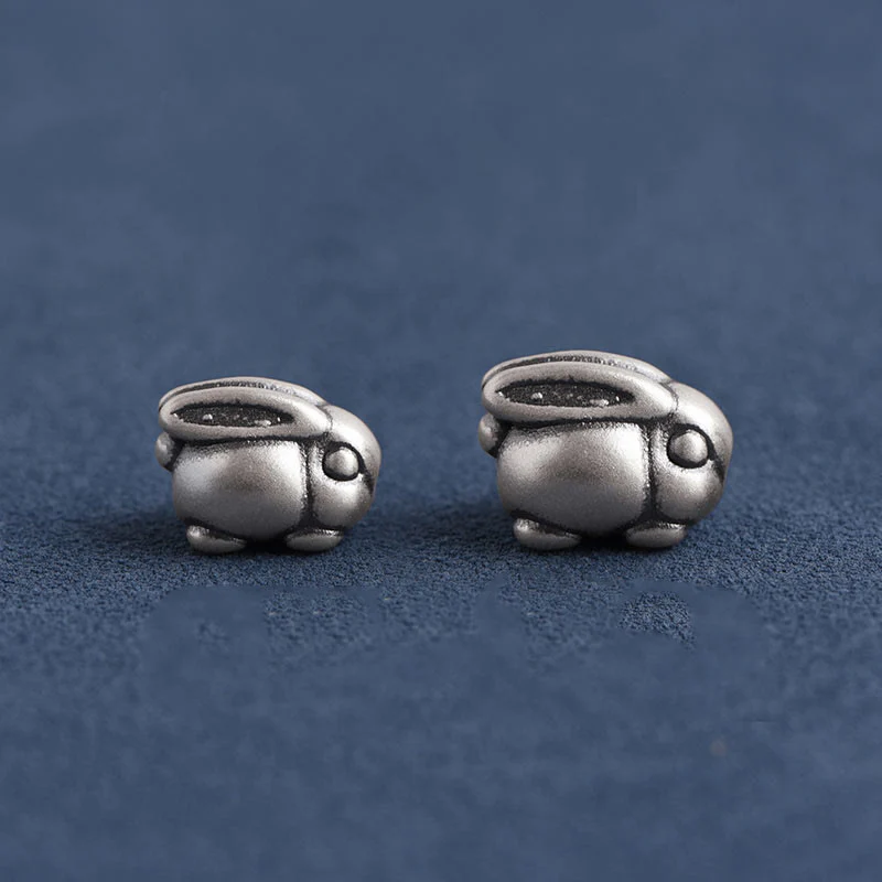 Buddha Stones Handmade 999 Sterling Silver Rabbit Luck Rope Bracelet Anklet