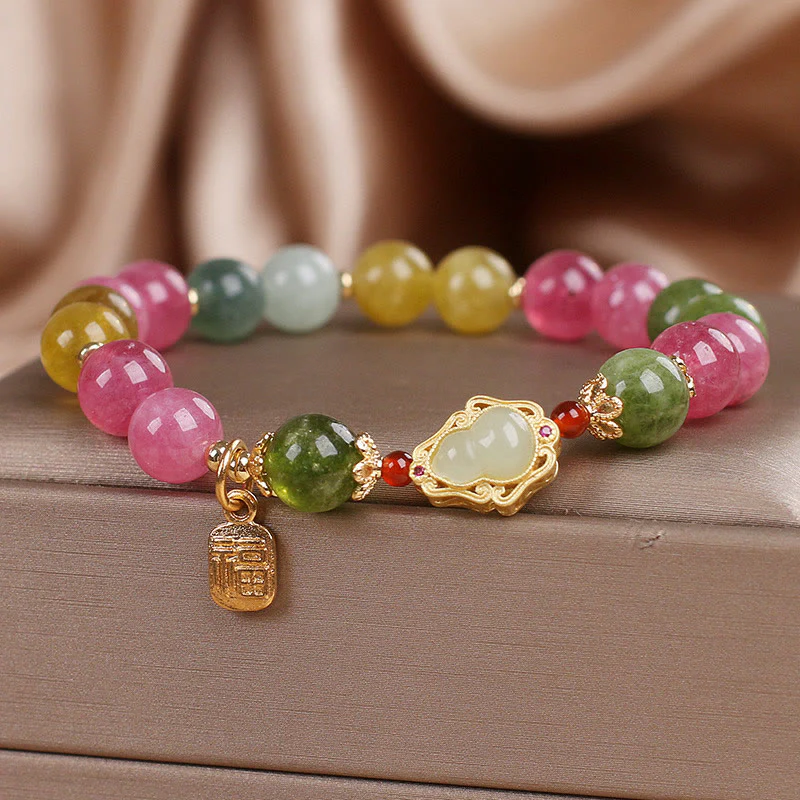 Buddha Stones Tourmaline Fu Character Love Bracelet