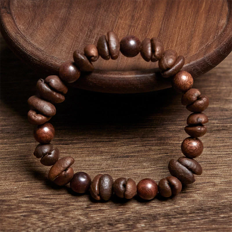 Buddha Stones Natural Coffee Beans Sandalwood Protection Bracelet