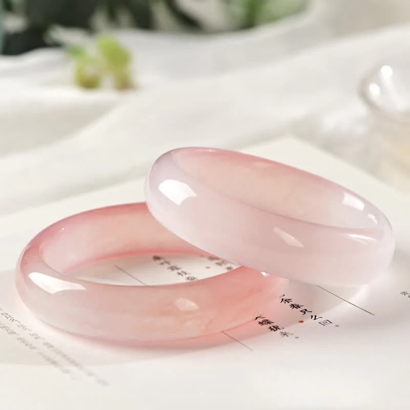 Buddha Stones Pink Golden Silk Jade Wealth Bracelet Bangle