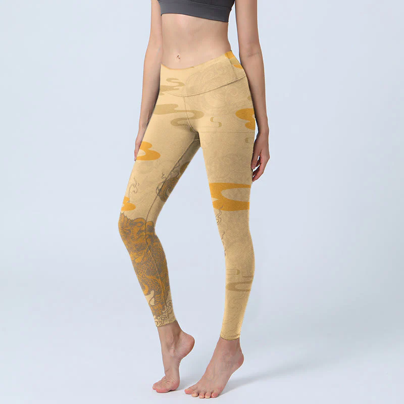 Buddha Stones PiXiu Clouds Pattern Gym Leggings Women's Yoga Pants