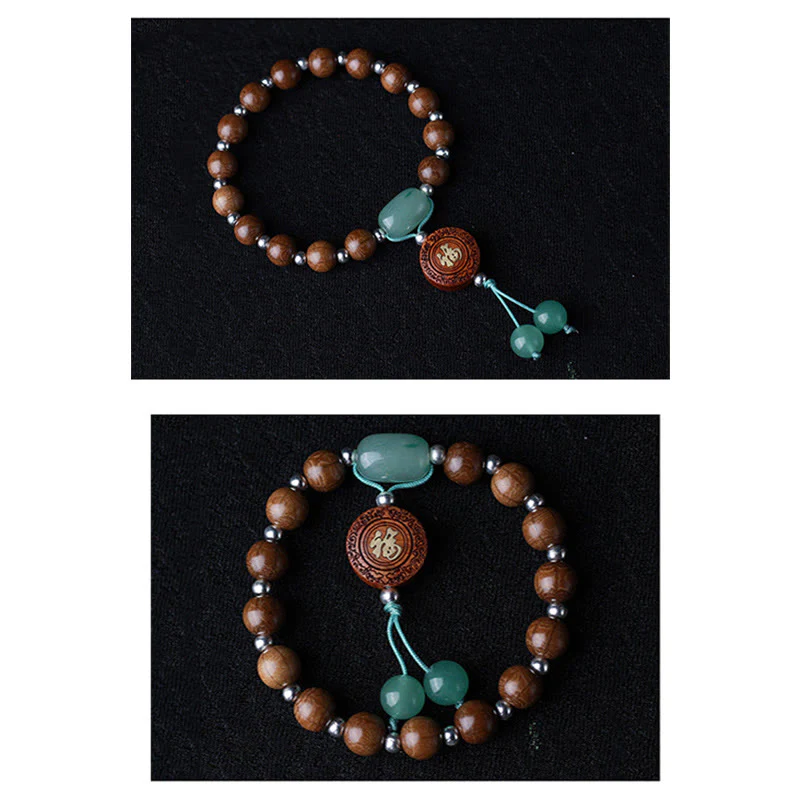 Buddha Stones Abelia Biflora Wood Happiness Protection Bracelet