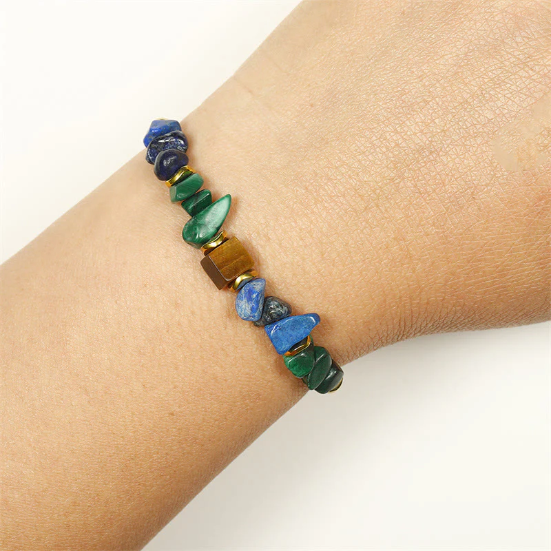 Buddha Stone Positive Vibes Malachite Tiger's Eye Lazurite Anti-anxiety Bracelet