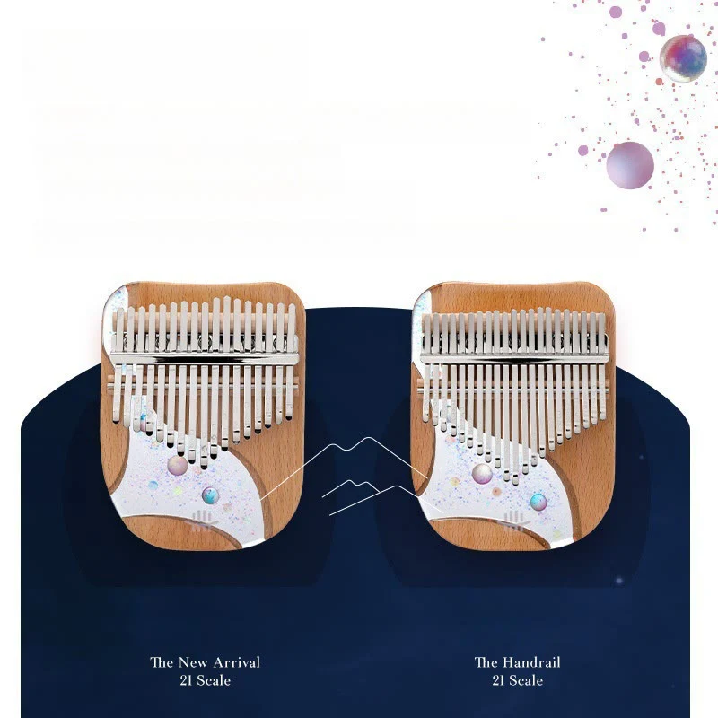 Buddha Stones Kalimba 17/21 Keys Thumb Piano Beech Wood Planet Universe Portable Finger Piano