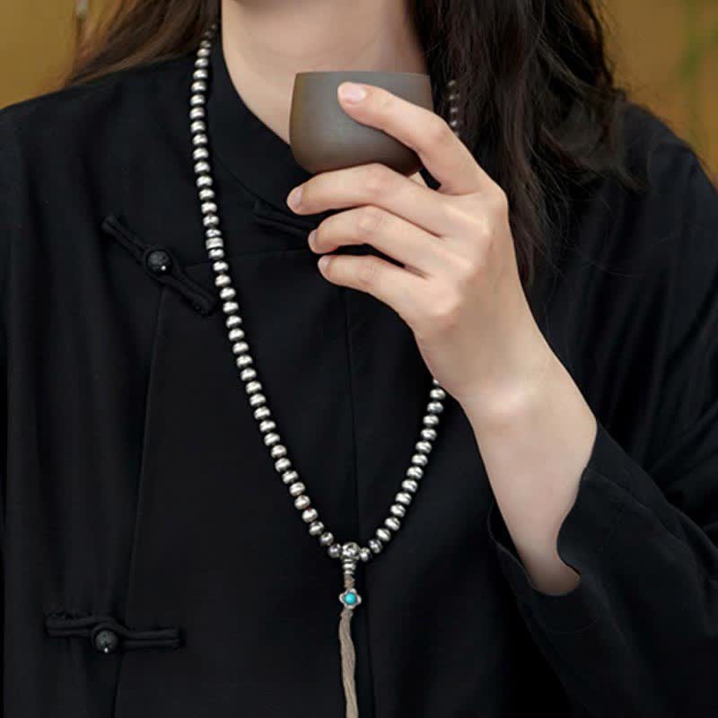 Buddha Stones 108 Mala Beads 925 Sterling Silver Red Agate Turquoise Confidence Charm Bracelet