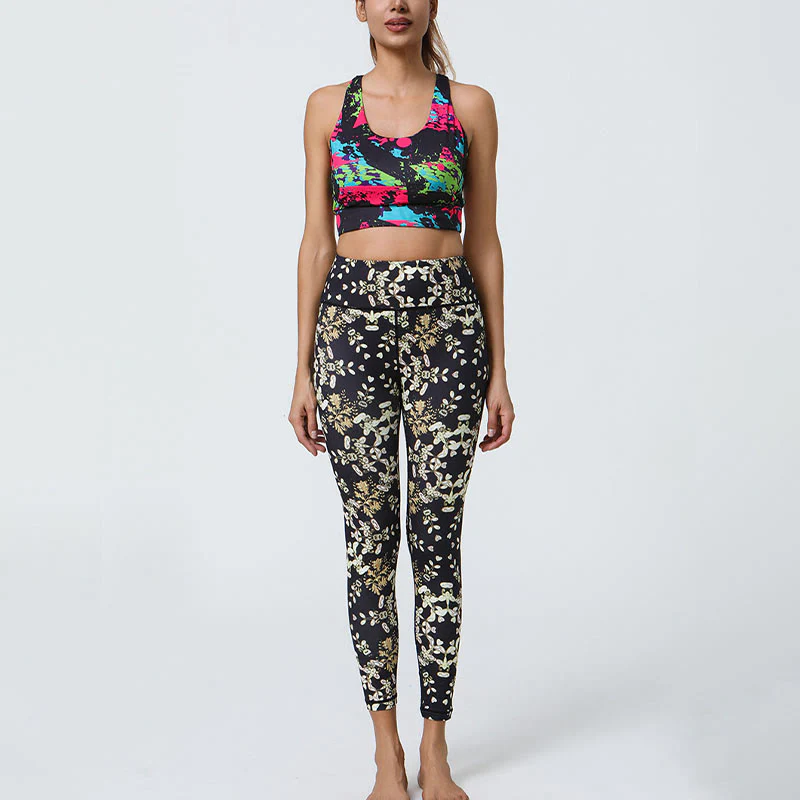 Buddha Stones Flowers Geometric Mandalas Print Sports Fitness Yoga High Waist Leggings Women's Pants