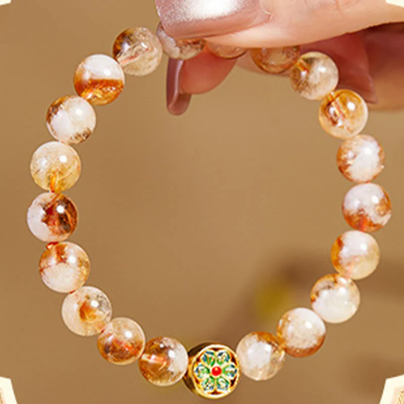Buddha Stones 999 Sterling Silver Citrine Om Mani Padme Hum Protection Bracelet