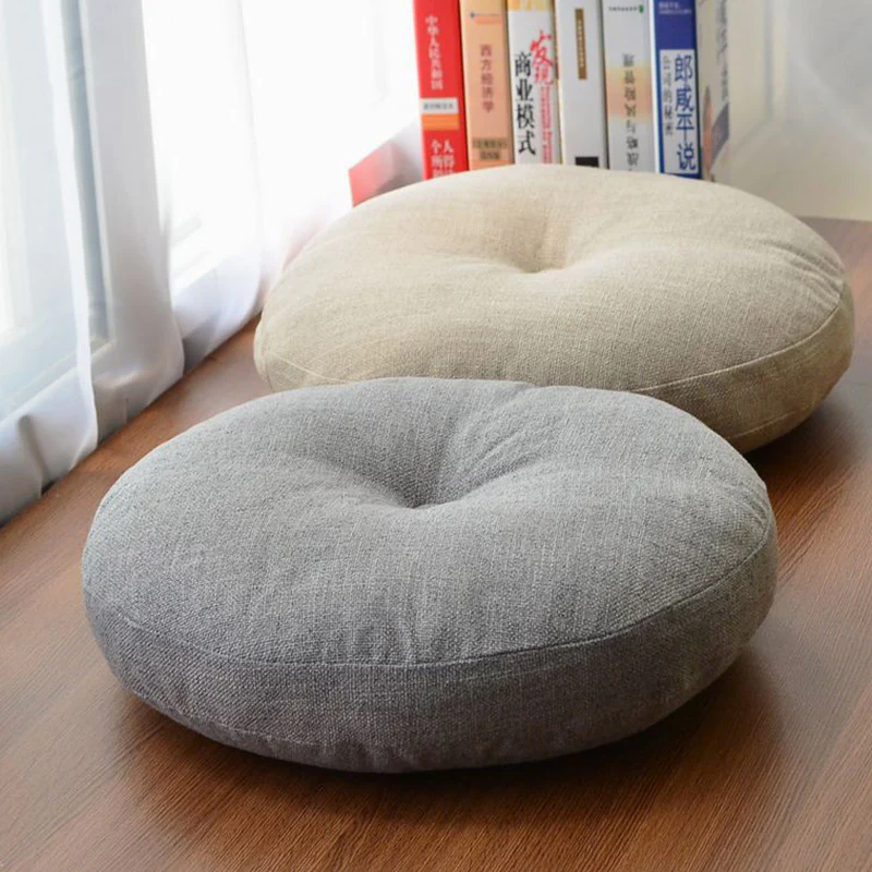 Buddha Stones Lotus Simple Pattern Linen Meditation Seat Cushion Home Living Room Decoration