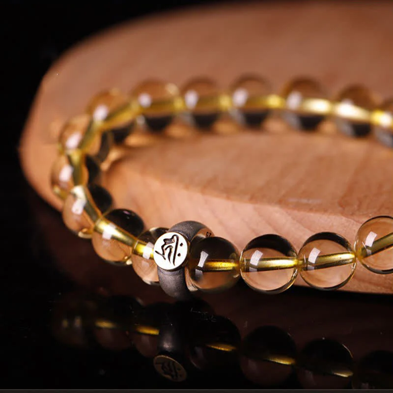 Buddha Stones 925 Sterling Silver Chinese Zodiac Natal Buddha Citrine Protection Bracelet