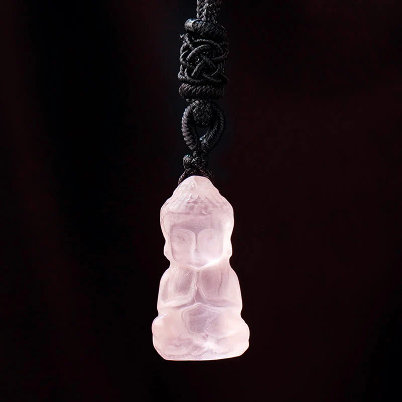 Buddha Stones Various Crystal Amethyst Pink Crystal White Crystal Citrine Buddha Carved Spiritual Healing Necklace Pendant Decoration (Extra 30% Off | USE CODE: FS30)