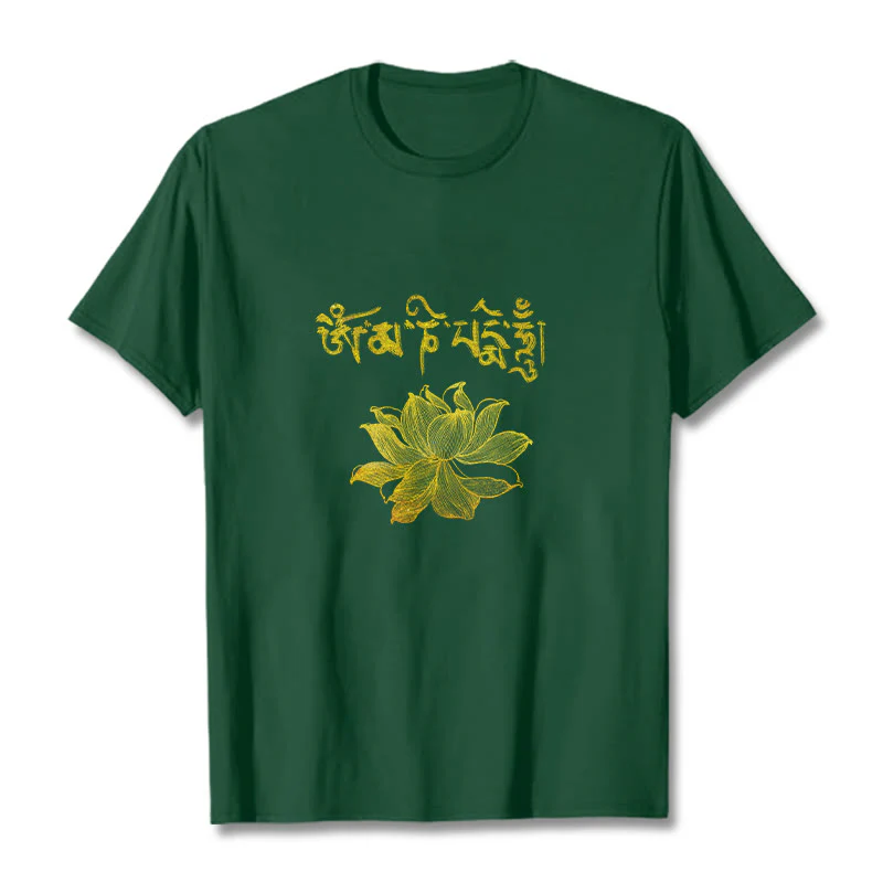 Buddha Stones Golden Lotus Sanskrit Tee T-shirt