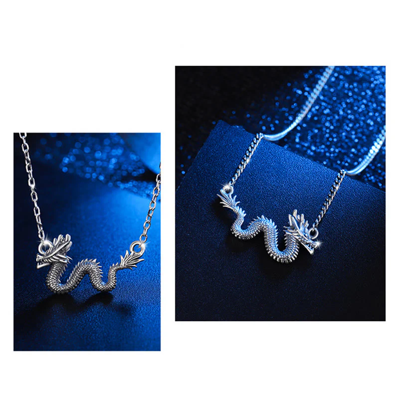 Buddha Stones 925 Sterling Silver Year Of The Dragon Auspicious Dragon Protection Chain Necklace Pendant