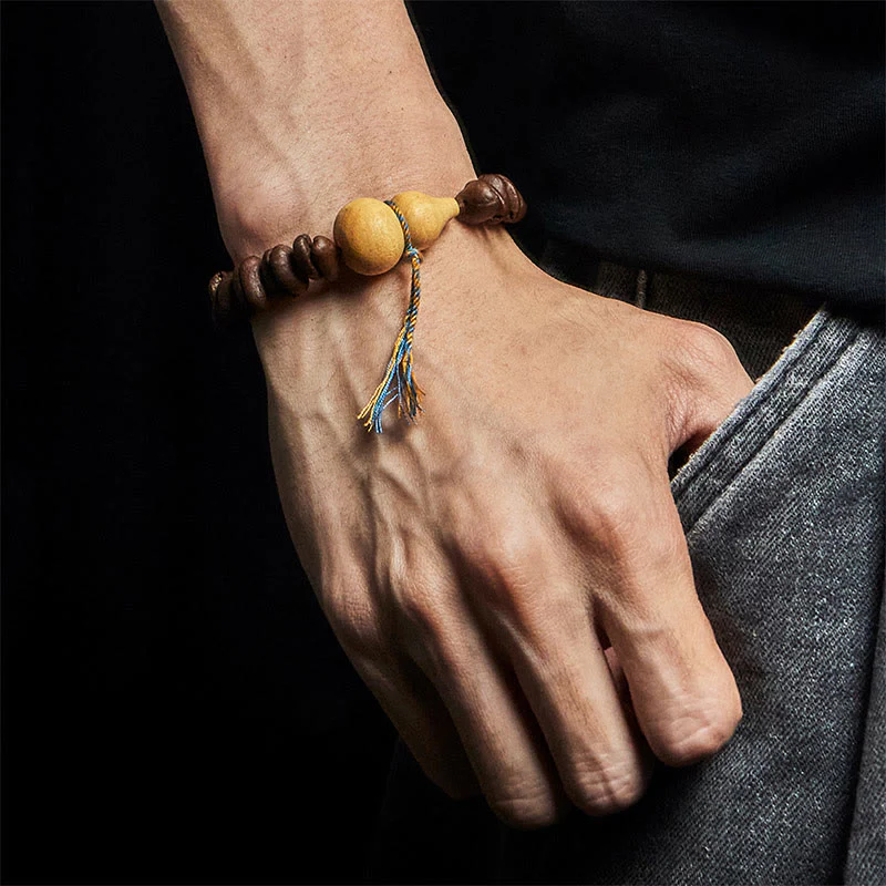 Buddha Stones Natural Gourd Coffee Beans Bracelet