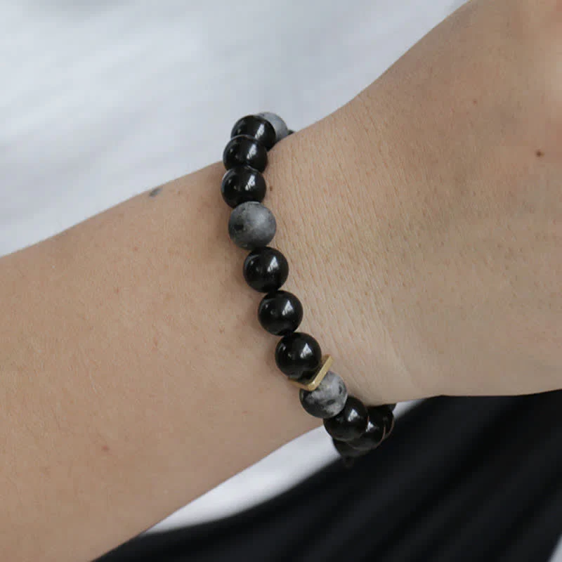 Buddha Stones Black Obsidian Black Glitter Stone Purification Bracelet