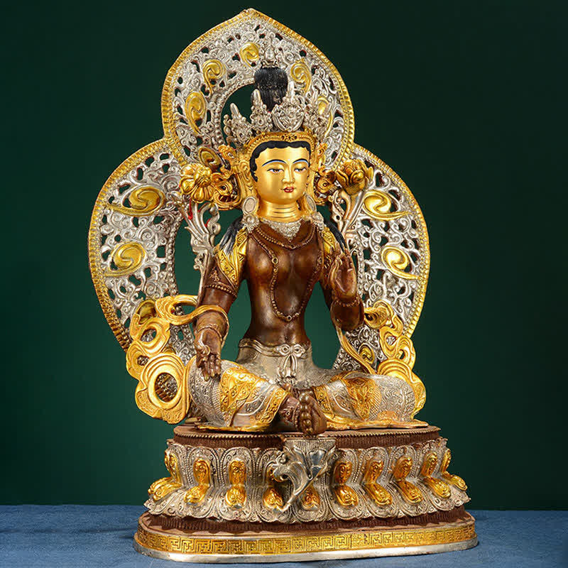 Buddha Stones Bodhisattva Green Tara Hope Copper Statue Decoration