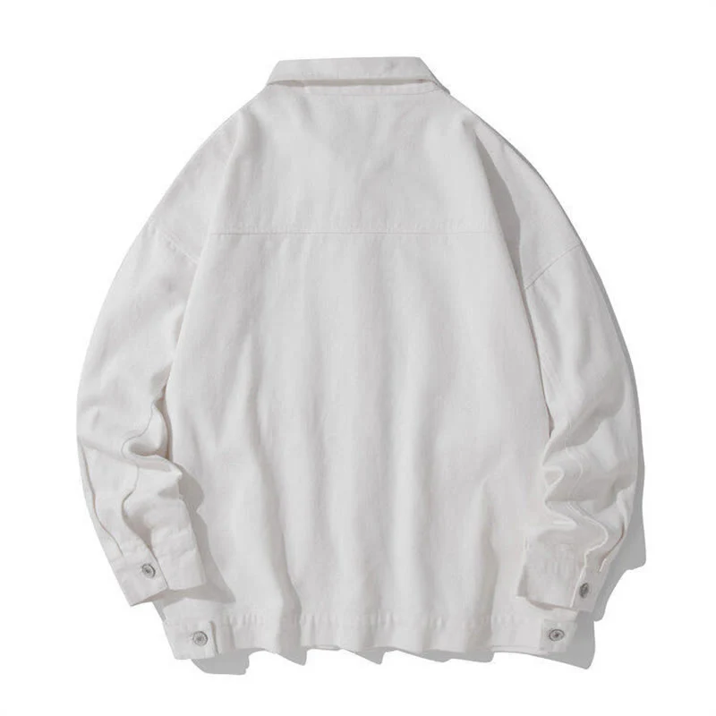 Buddha Stones Long Sleeve Button Stand Collar Design Men's Cotton Jacket Shirt With Pockets