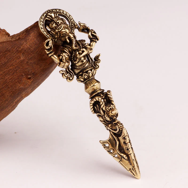 Buddha Stones Tibetan Ganesh Ganpati Elephant God of Wealth Dorje Vajra Spiritual Power Necklace Pendant