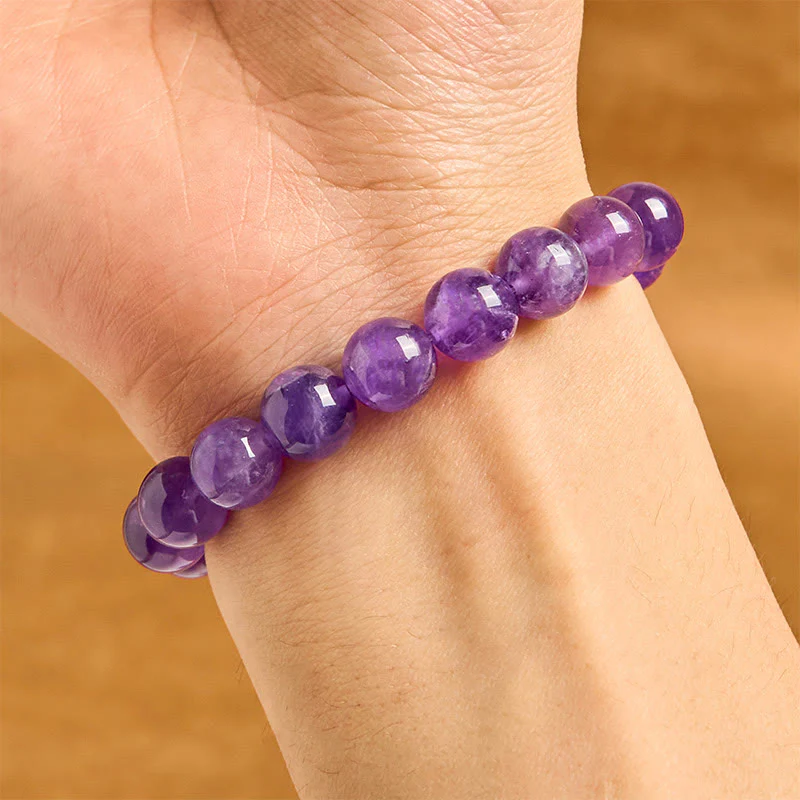 Buddha Stones Natural Amethyst Peace Buckle Charm Spiritual Bracelet