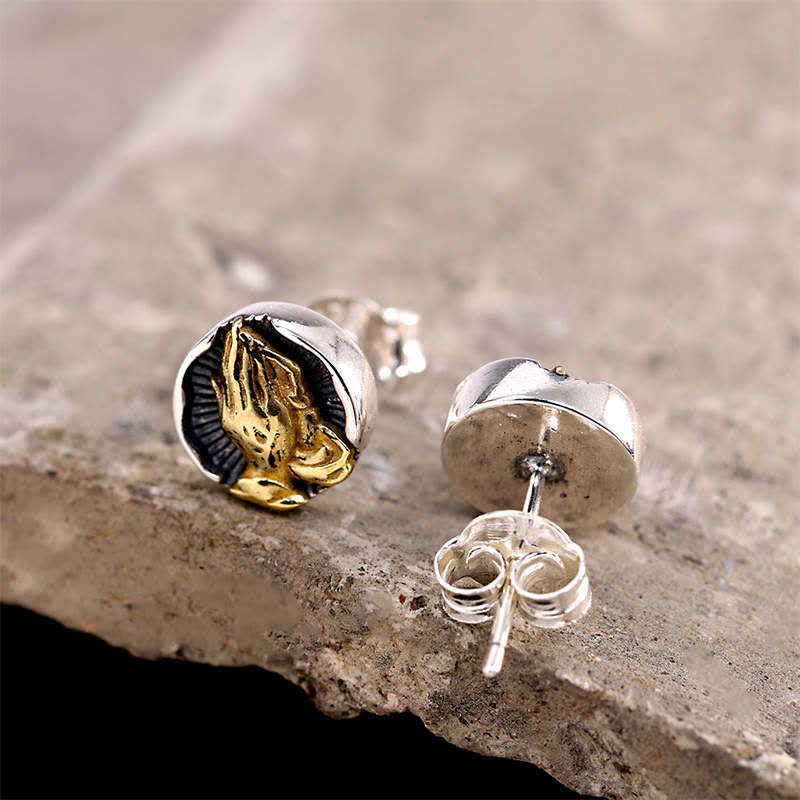 Buddha Stones 925 Sterling Silver Namaste Equality Stud Earrings