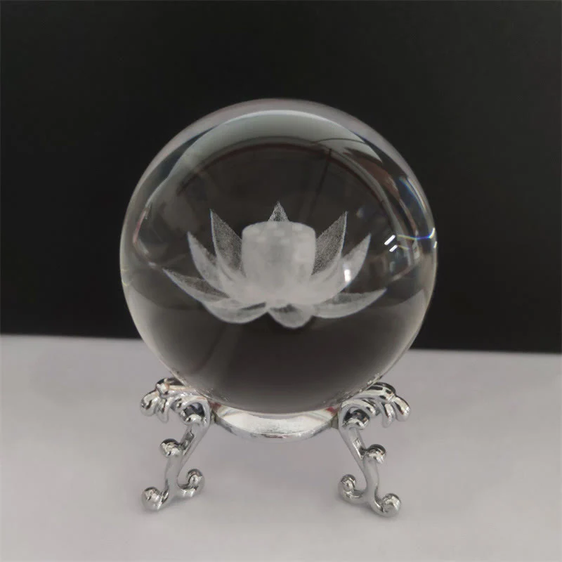 Buddha Stones White Crystal Dragon Lotus Blessing Decoration