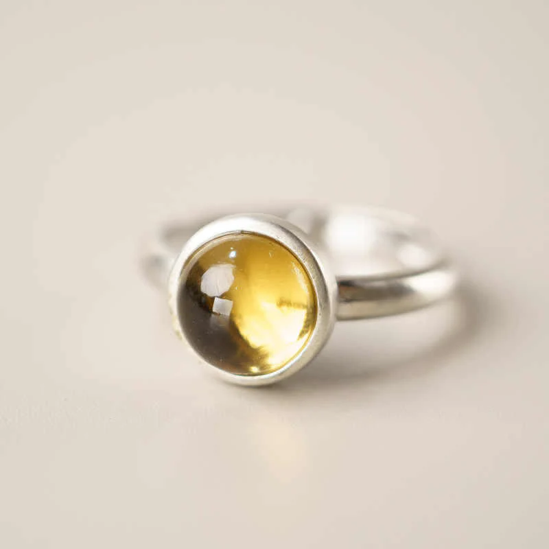Buddha Stones Natural 925 Sterling Silver Citrine Adjustable Protection Ring