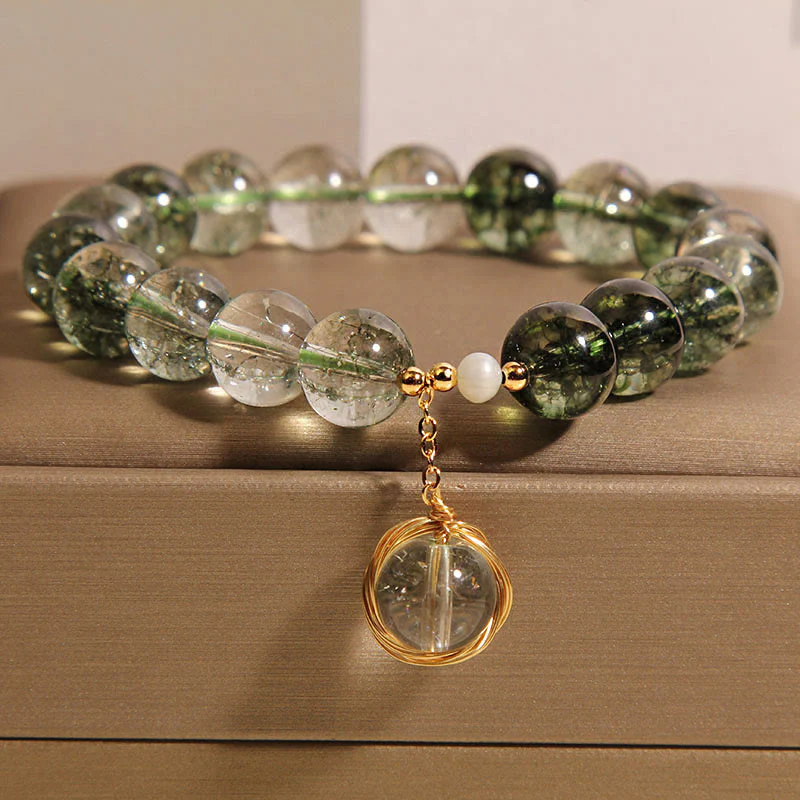 Buddha Stones Natural Green Phantom Crystal Lucky Bracelet